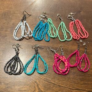 Colorful Beaded Teardrop Seed Bead Earring bundle